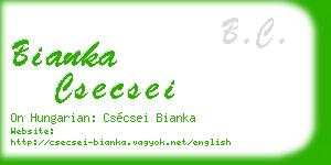 bianka csecsei business card